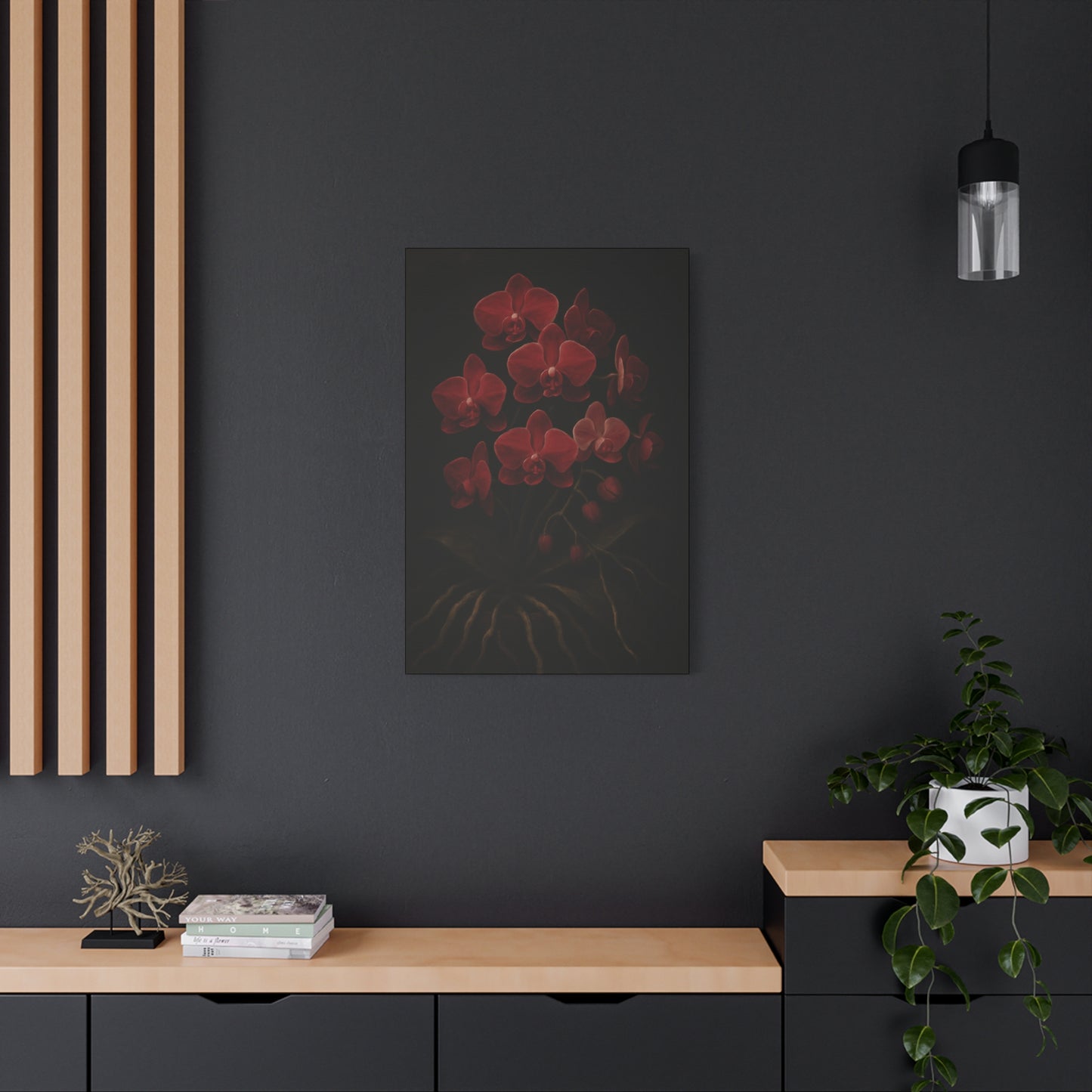 Phalaenopsis Sogo Yenlin Canvas Wall Art – Wine Red Orchid Botanical Print, Exotic Flower Artwork, Plant Lover Home Decor