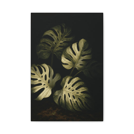 Monstera White Devil Canvas Wall Art – Rare Variegated Monstera Print, Exotic Aroid Botanical Artwork, Tropical Plant Lover Décor