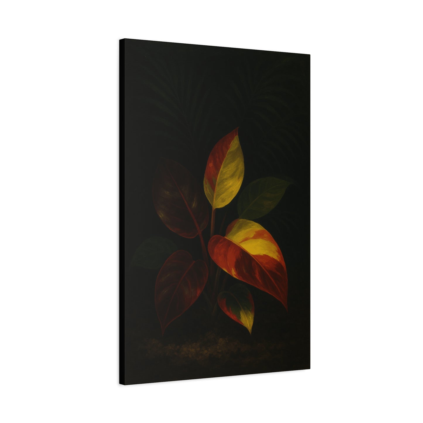 Philodendron Orange Prince Canvas Wall Art – Rare Aroid Botanical Print, Variegated Foliage Artwork, Exotic Plant Lover Home Décor