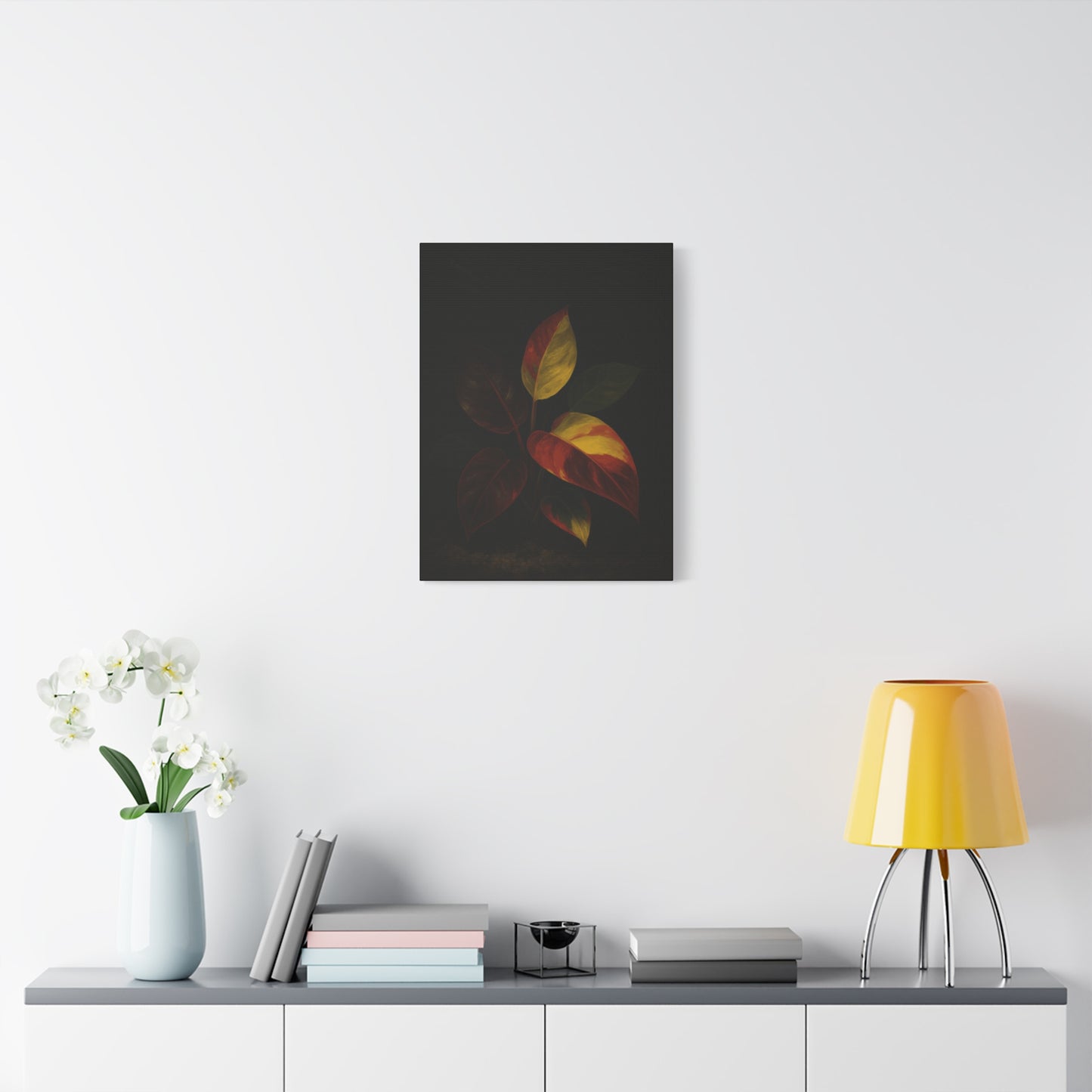 Philodendron Orange Prince Canvas Wall Art – Rare Aroid Botanical Print, Variegated Foliage Artwork, Exotic Plant Lover Home Décor