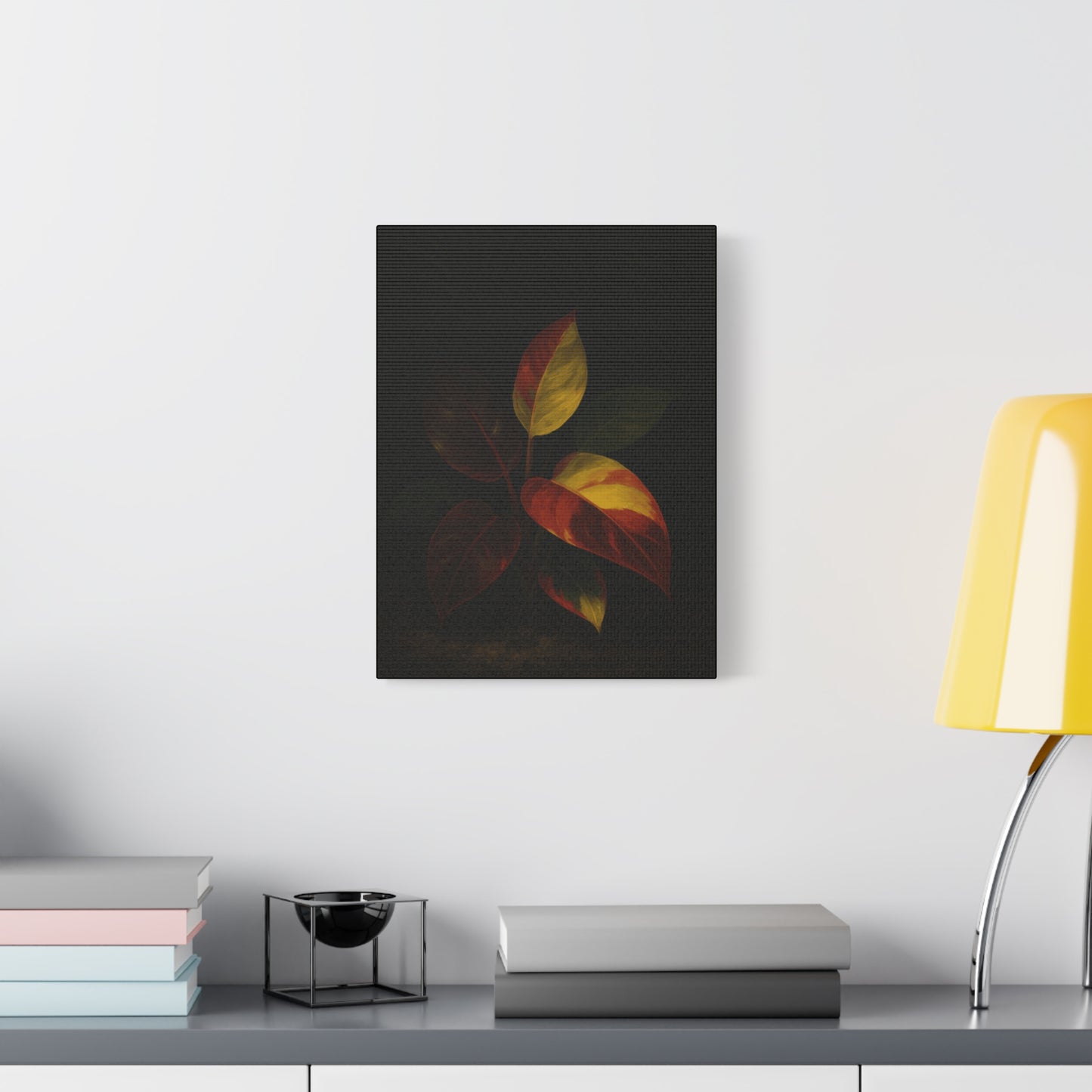 Philodendron Orange Prince Canvas Wall Art – Rare Aroid Botanical Print, Variegated Foliage Artwork, Exotic Plant Lover Home Décor