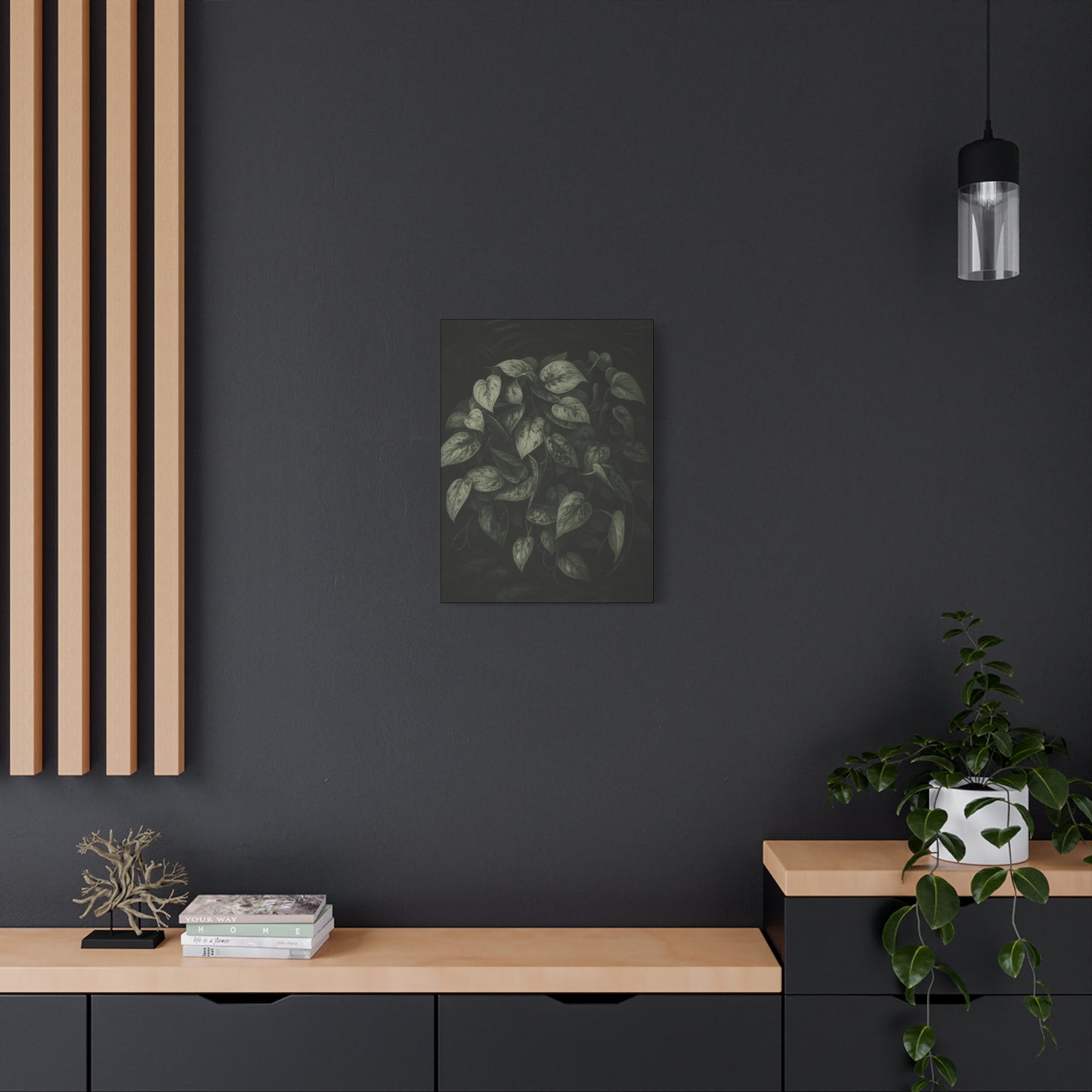 Silver Satin Pothos Canvas Wall Art – Scindapsus Pictus Botanical Print, Rare Aroid Foliage Artwork, Plant Lover Home Décor