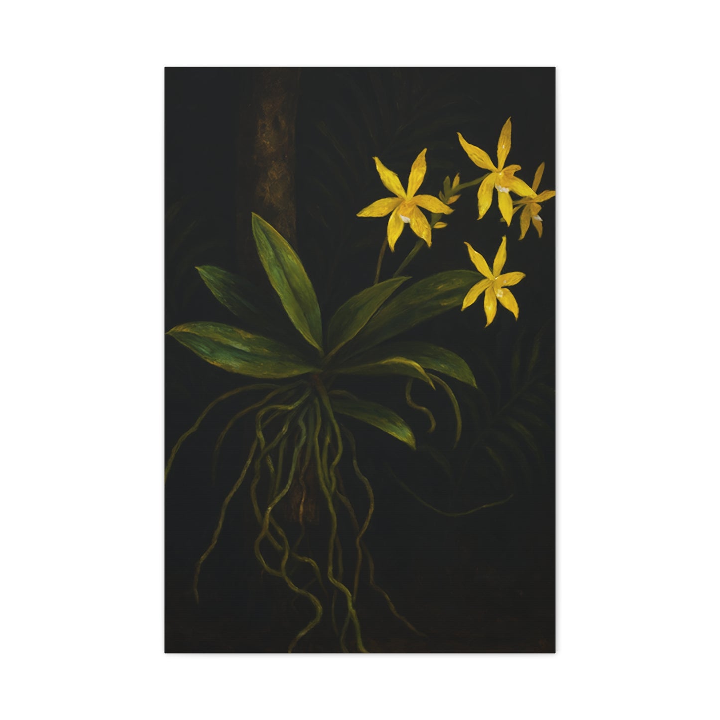 Yellow Orchid Canvas Wall Art – Phalaenopsis Cornu-Cervi f. Flava Print, Rare Botanical Flower Artwork, Plant Lover Home Décor