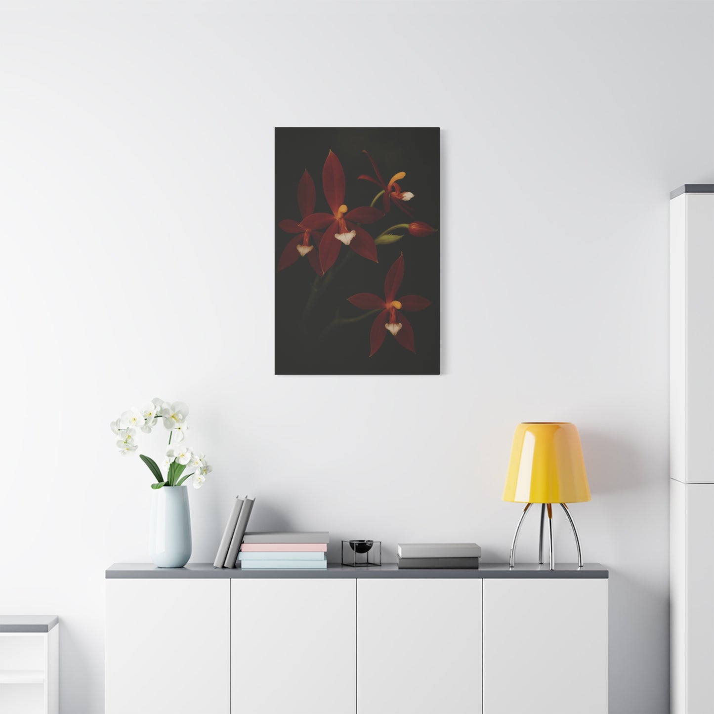 Phalaenopsis Cornu-Cervi var. Chattaladae Canvas Wall Art – Rare Red Orchid Botanical Print, Exotic Flower Artwork, Plant Lover Décor