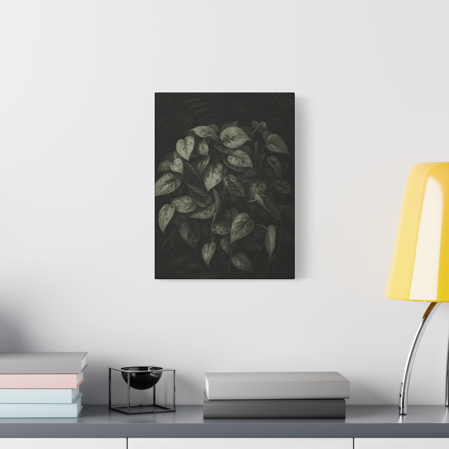 Silver Satin Pothos Canvas Wall Art – Scindapsus Pictus Botanical Print, Rare Aroid Foliage Artwork, Plant Lover Home Décor
