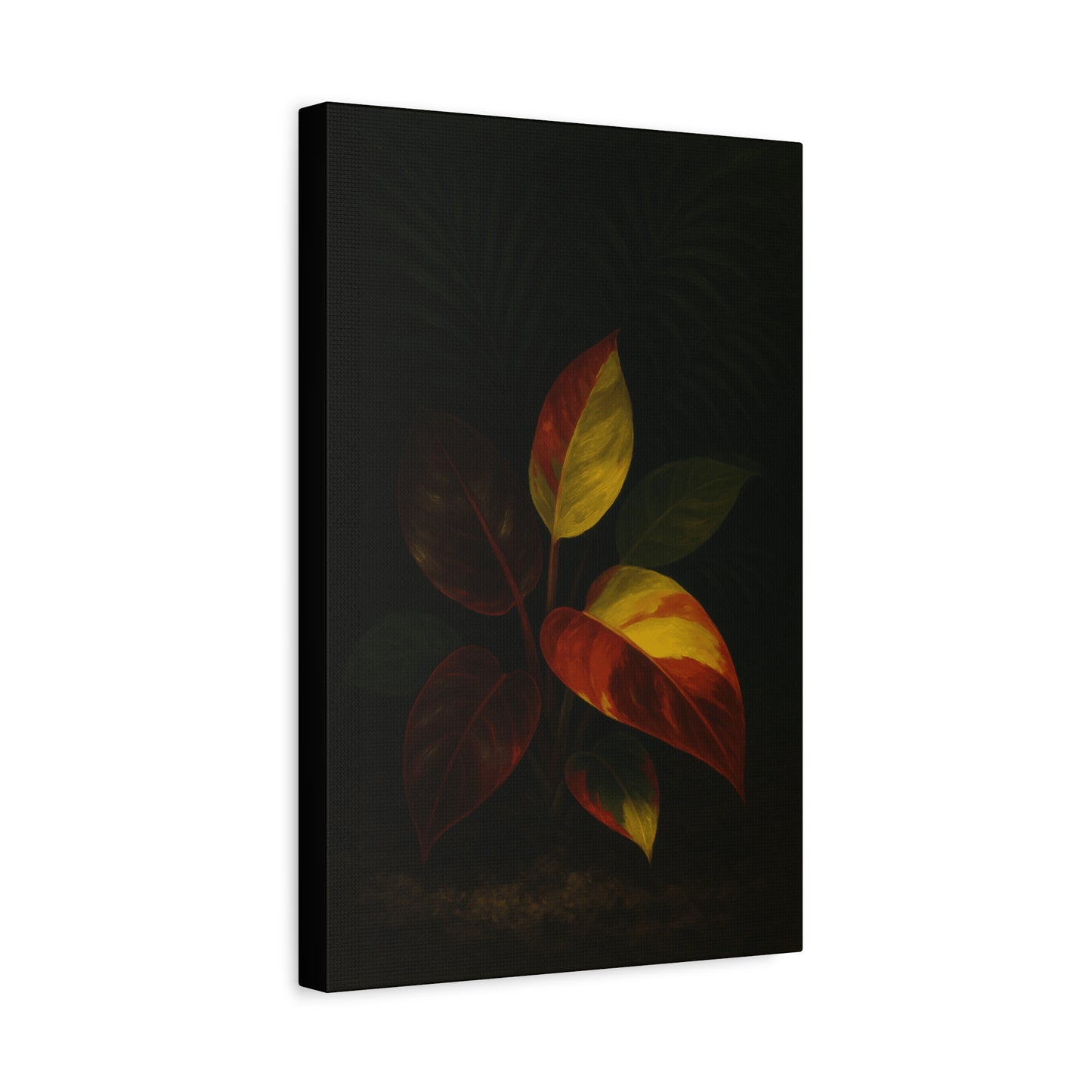 Philodendron Orange Prince Canvas Wall Art – Rare Aroid Botanical Print, Variegated Foliage Artwork, Exotic Plant Lover Home Décor