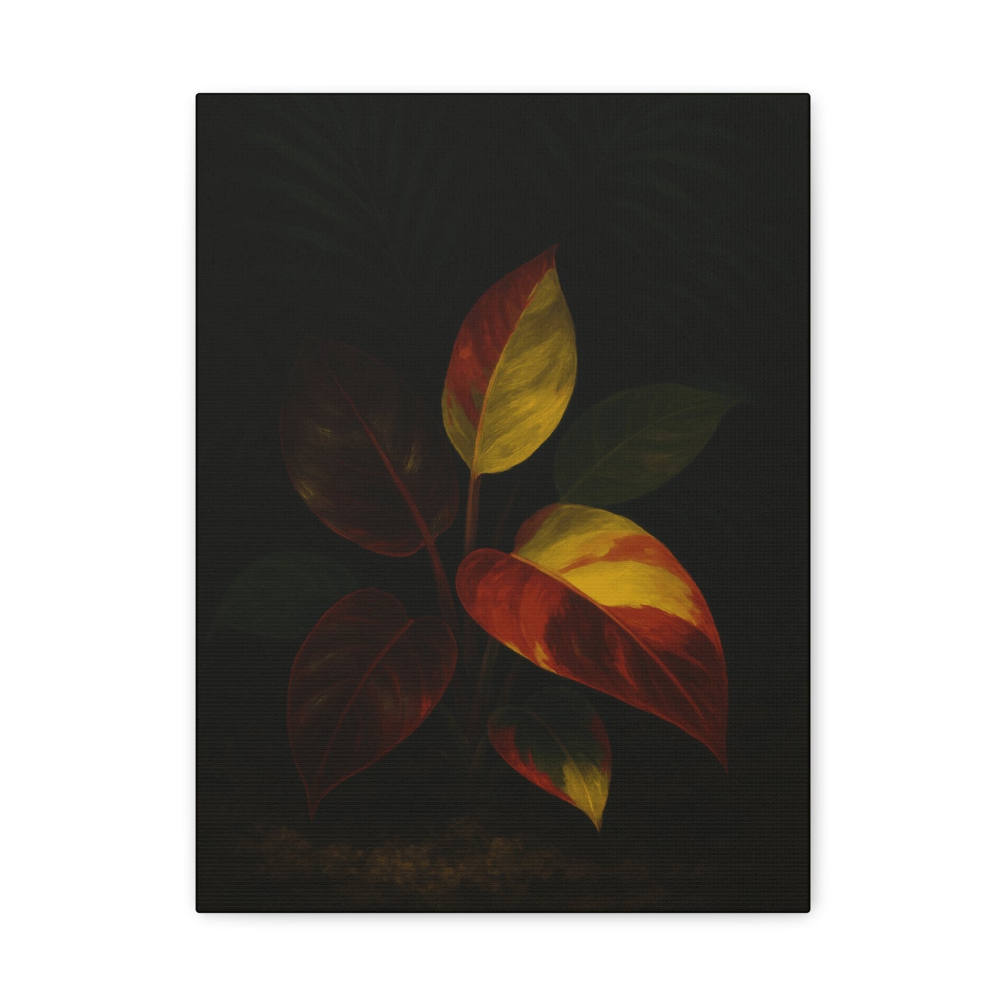 Philodendron Orange Prince Canvas Wall Art – Rare Aroid Botanical Print, Variegated Foliage Artwork, Exotic Plant Lover Home Décor