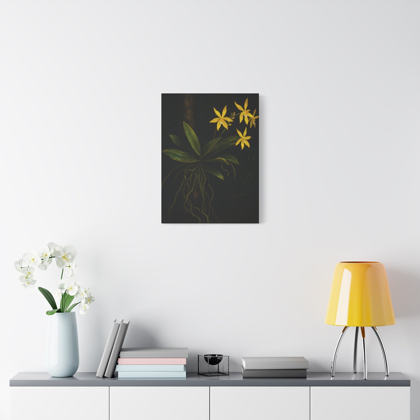 Yellow Orchid Canvas Wall Art – Phalaenopsis Cornu-Cervi f. Flava Print, Rare Botanical Flower Artwork, Plant Lover Home Décor