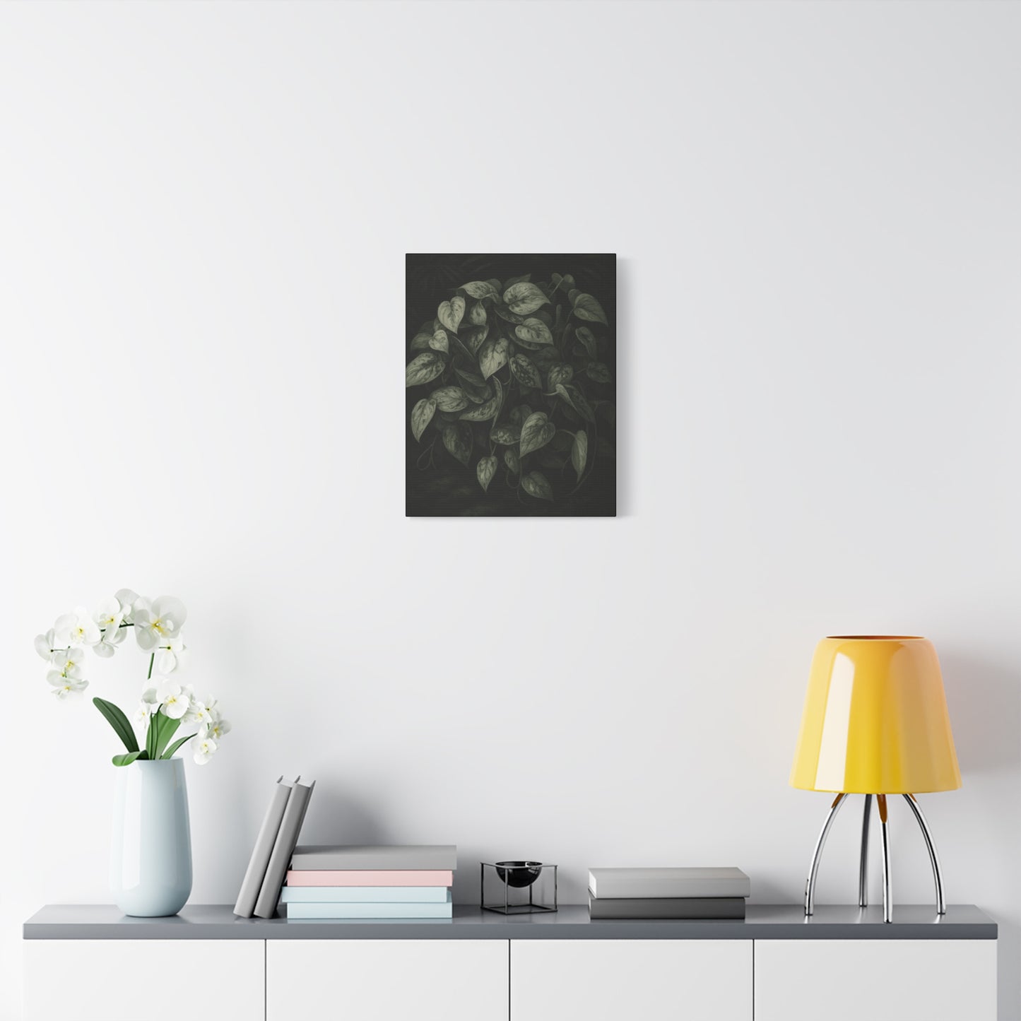 Silver Satin Pothos Canvas Wall Art – Scindapsus Pictus Botanical Print, Rare Aroid Foliage Artwork, Plant Lover Home Décor
