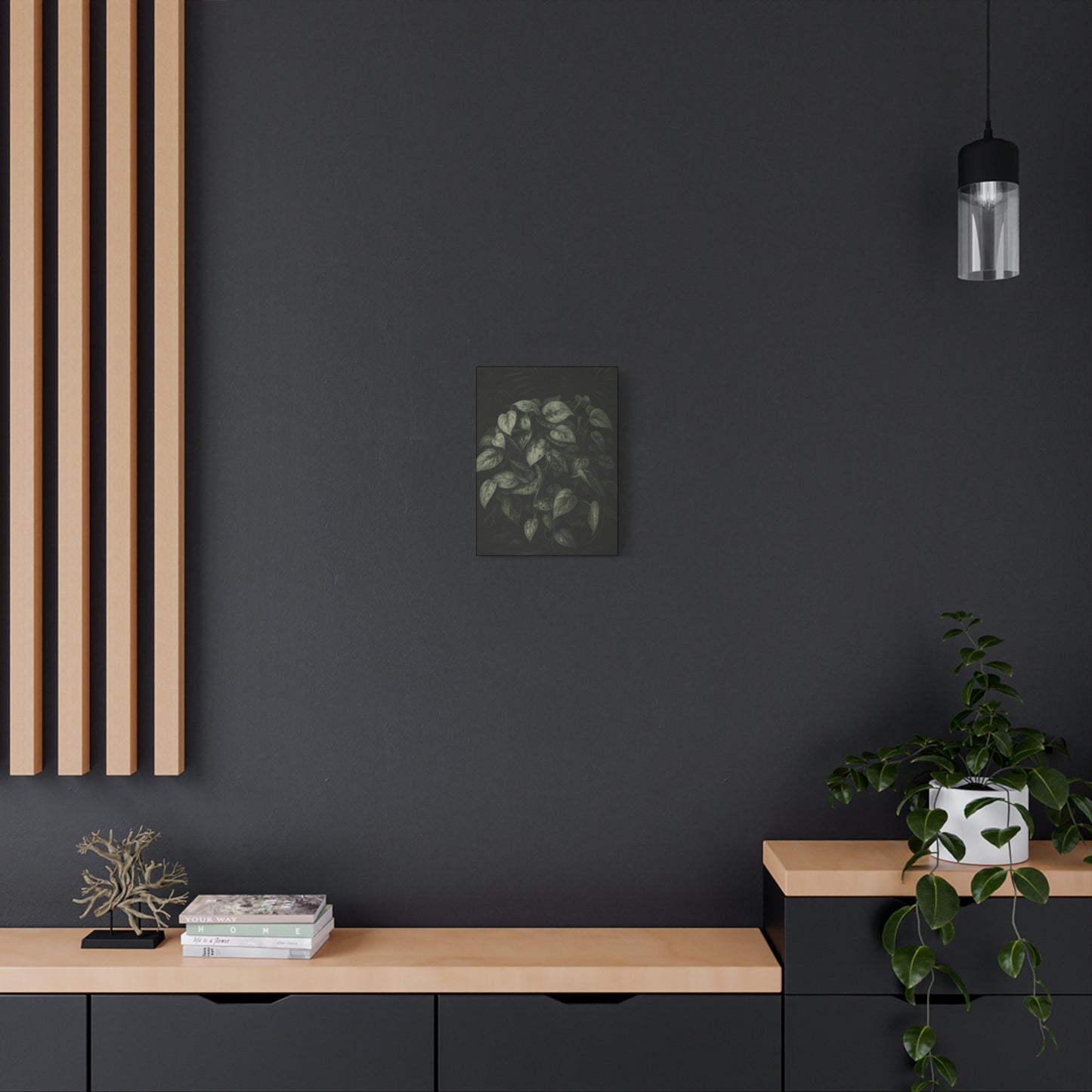 Silver Satin Pothos Canvas Wall Art – Scindapsus Pictus Botanical Print, Rare Aroid Foliage Artwork, Plant Lover Home Décor