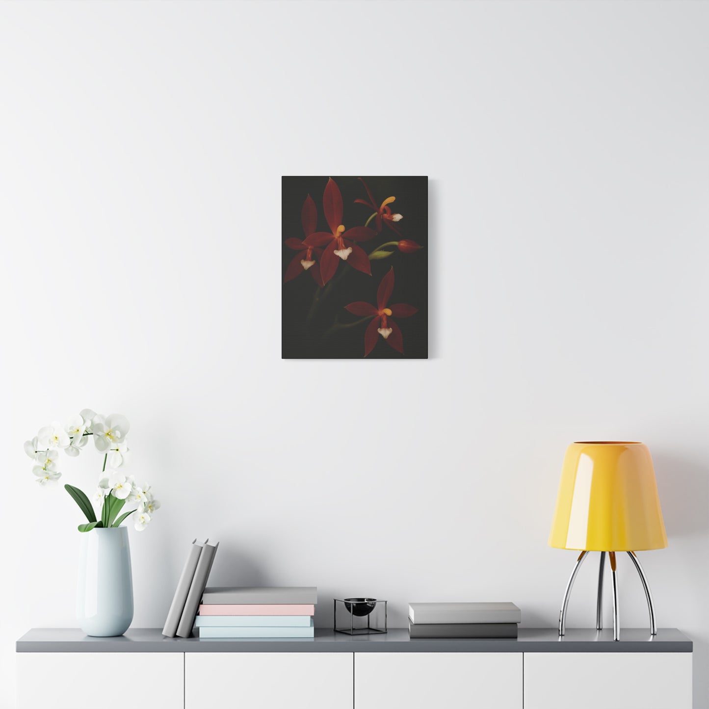 Phalaenopsis Cornu-Cervi var. Chattaladae Canvas Wall Art – Rare Red Orchid Botanical Print, Exotic Flower Artwork, Plant Lover Décor