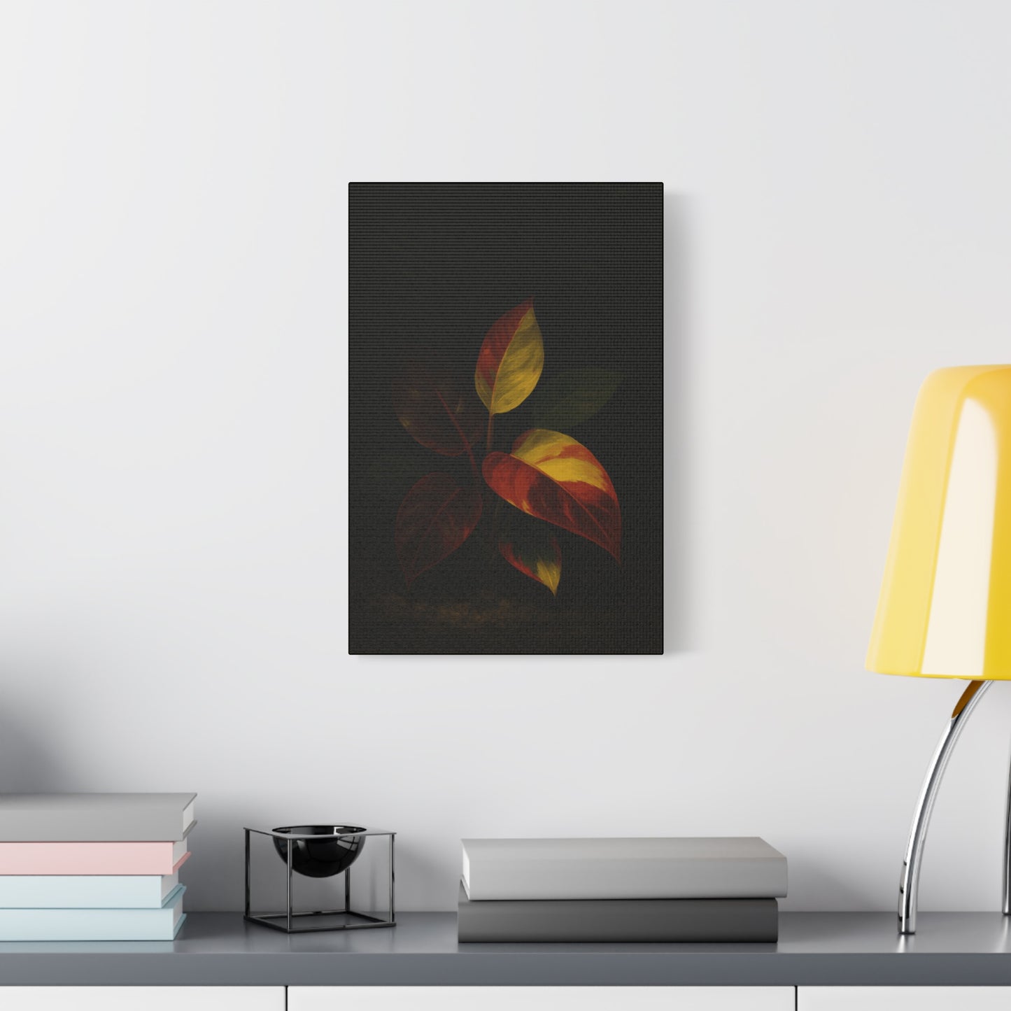 Philodendron Orange Prince Canvas Wall Art – Rare Aroid Botanical Print, Variegated Foliage Artwork, Exotic Plant Lover Home Décor