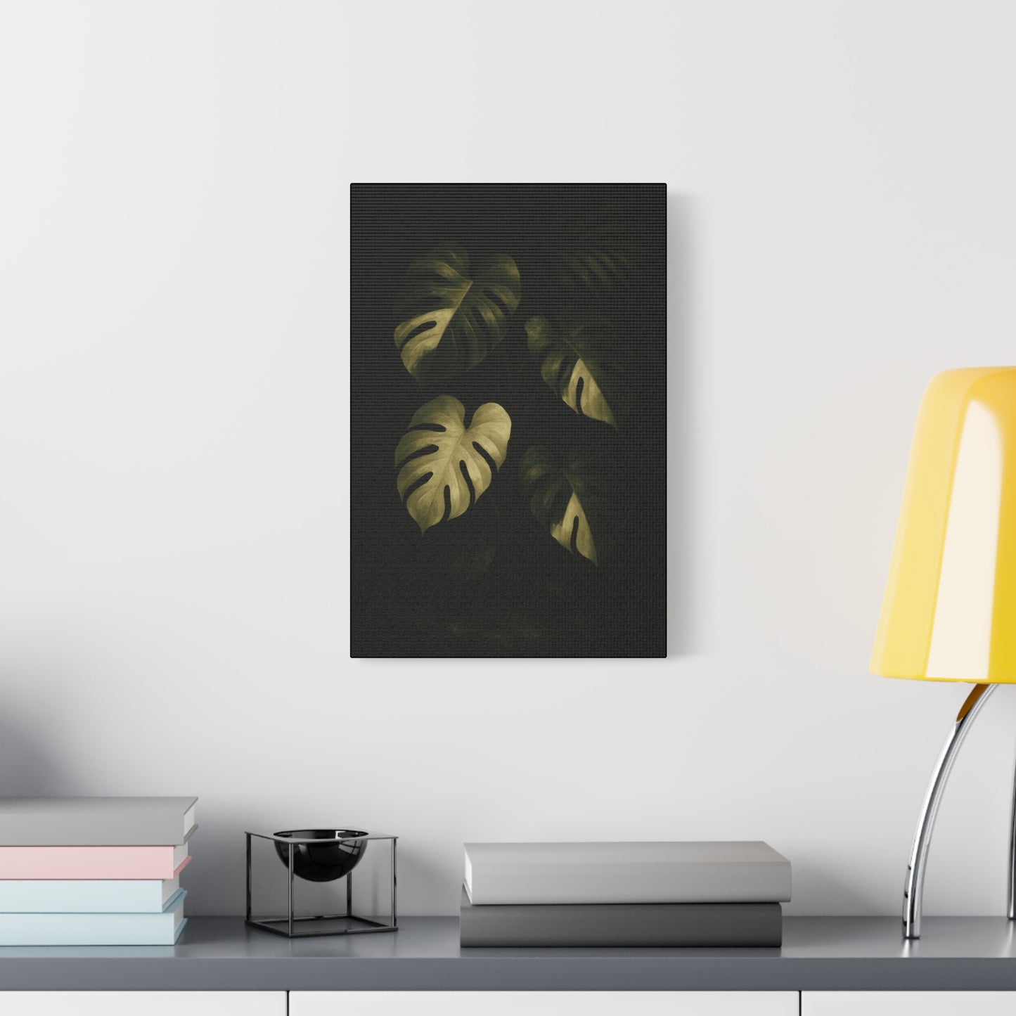 Monstera Albo Half Moon Canvas Wall Art – Rare Variegated Monstera Print, Exotic Aroid Botanical Artwork, Tropical Plant Lover Décor