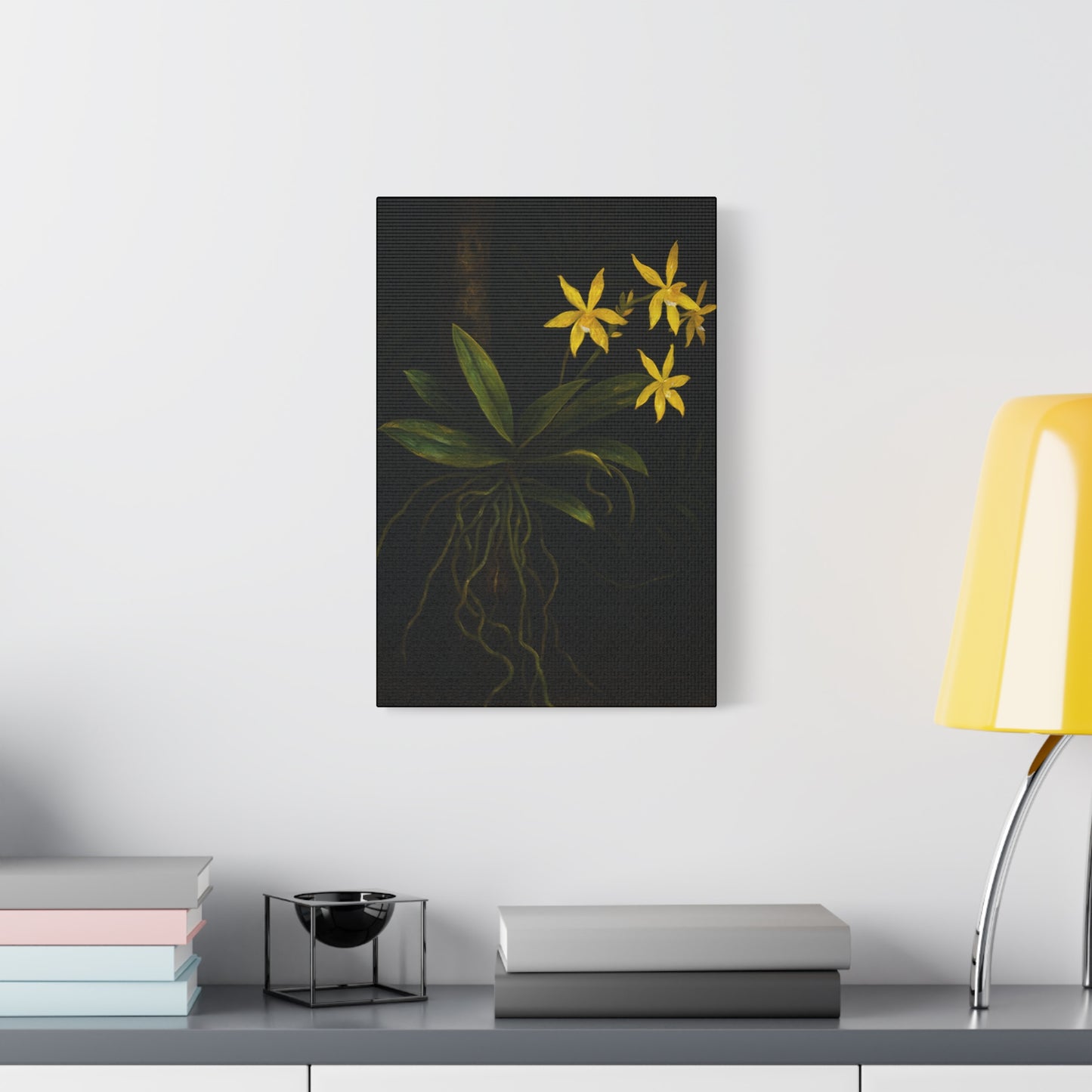 Yellow Orchid Canvas Wall Art – Phalaenopsis Cornu-Cervi f. Flava Print, Rare Botanical Flower Artwork, Plant Lover Home Décor