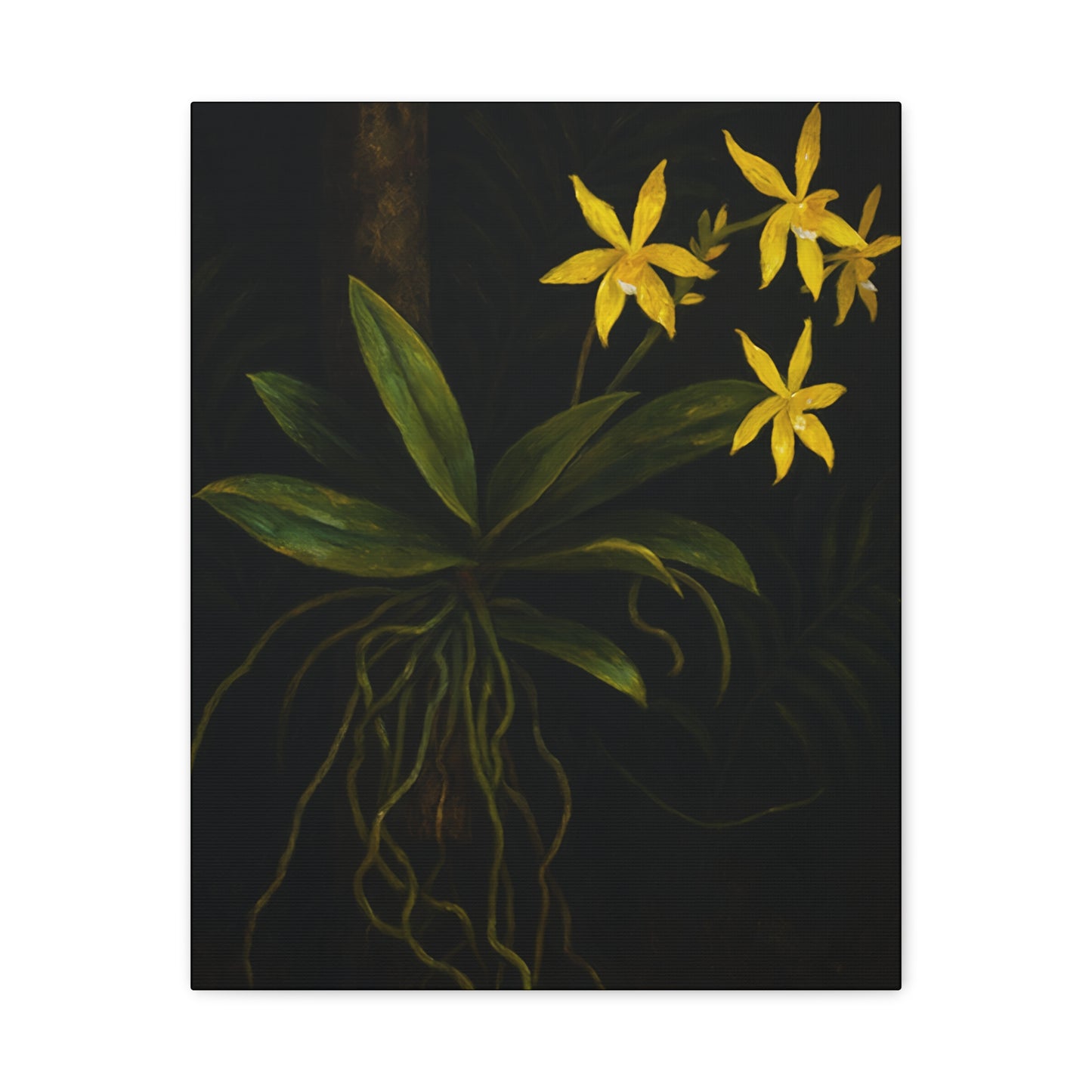 Yellow Orchid Canvas Wall Art – Phalaenopsis Cornu-Cervi f. Flava Print, Rare Botanical Flower Artwork, Plant Lover Home Décor