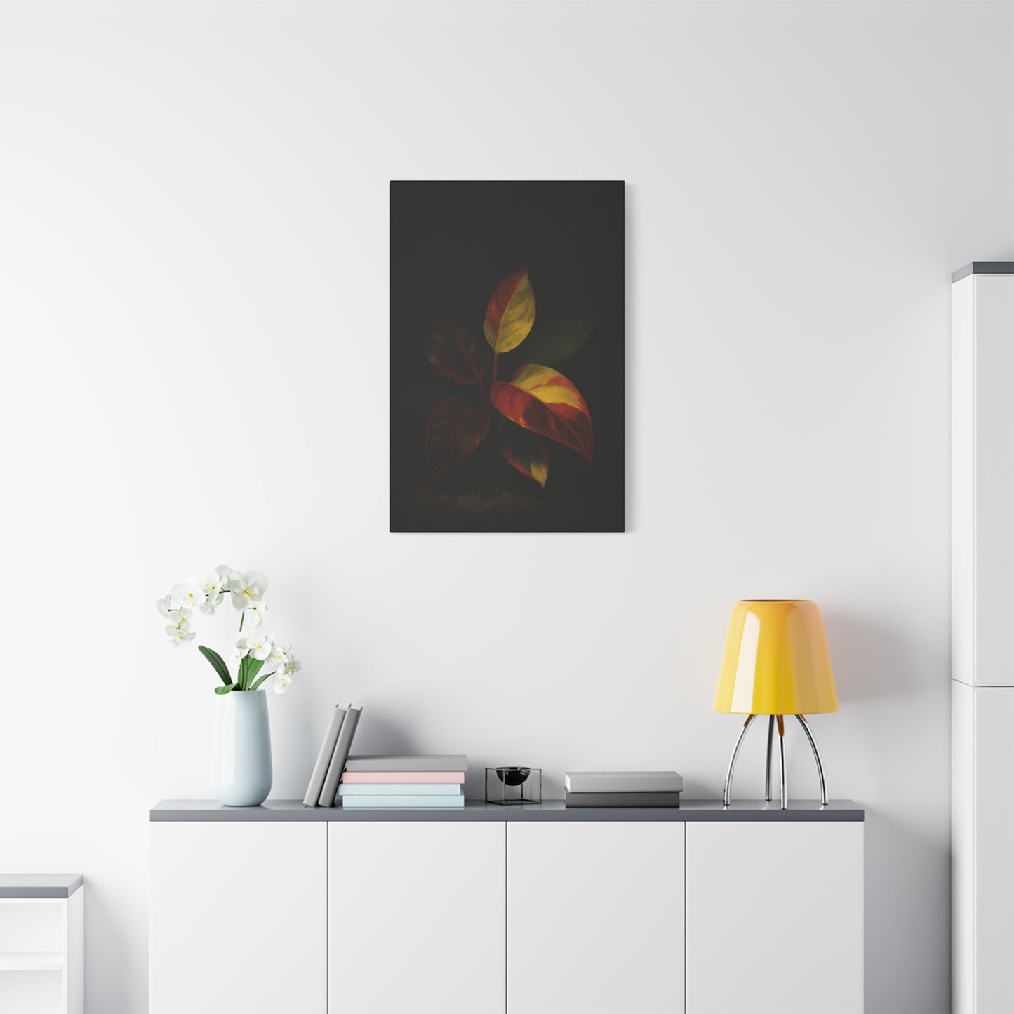Philodendron Orange Prince Canvas Wall Art – Rare Aroid Botanical Print, Variegated Foliage Artwork, Exotic Plant Lover Home Décor
