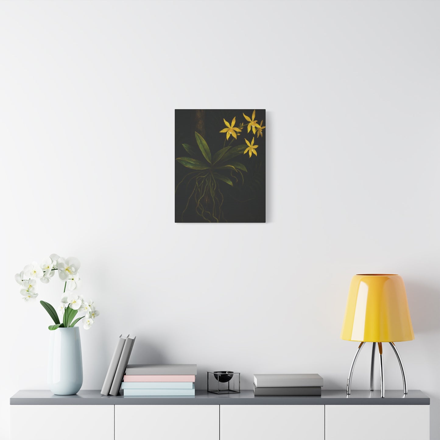 Yellow Orchid Canvas Wall Art – Phalaenopsis Cornu-Cervi f. Flava Print, Rare Botanical Flower Artwork, Plant Lover Home Décor