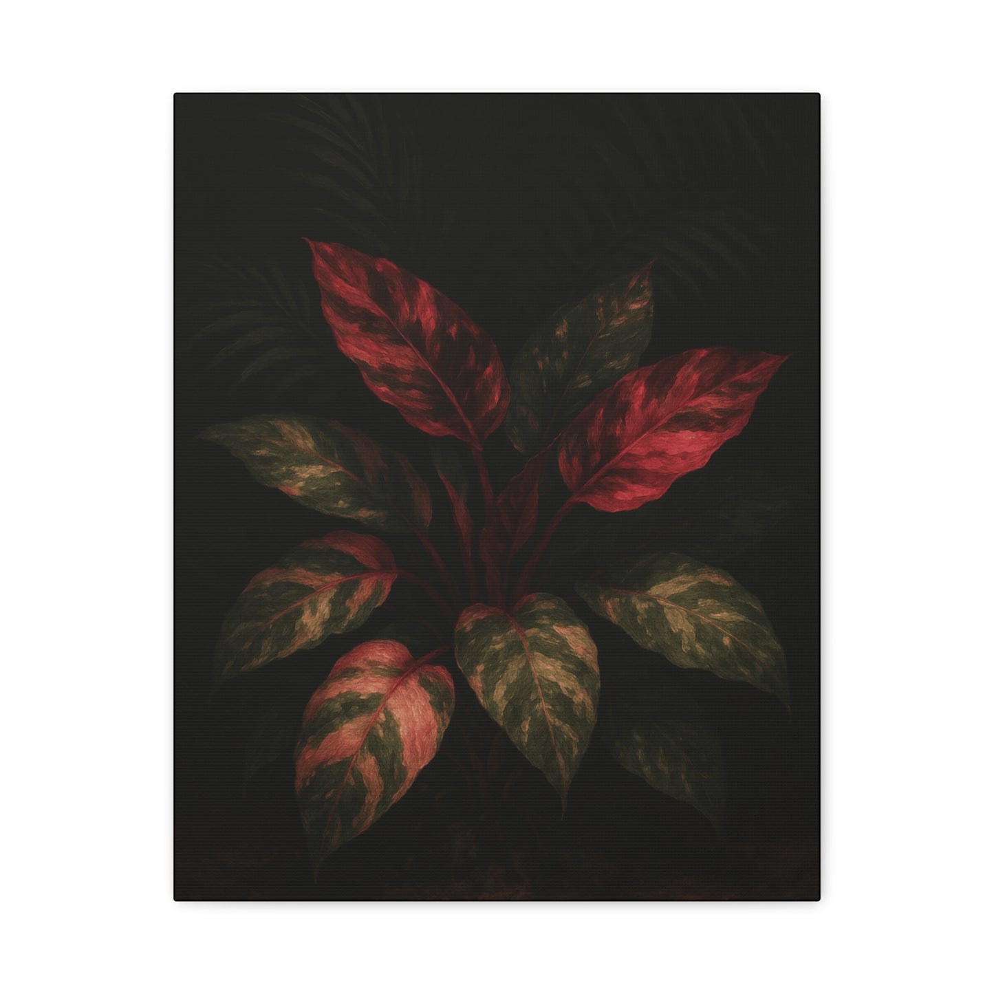 Philodendron Pink Princess Canvas Wall Art – Rare Aroid Botanical Print, Pink Variegated Foliage Artwork, Exotic Plant Lover Home Décor