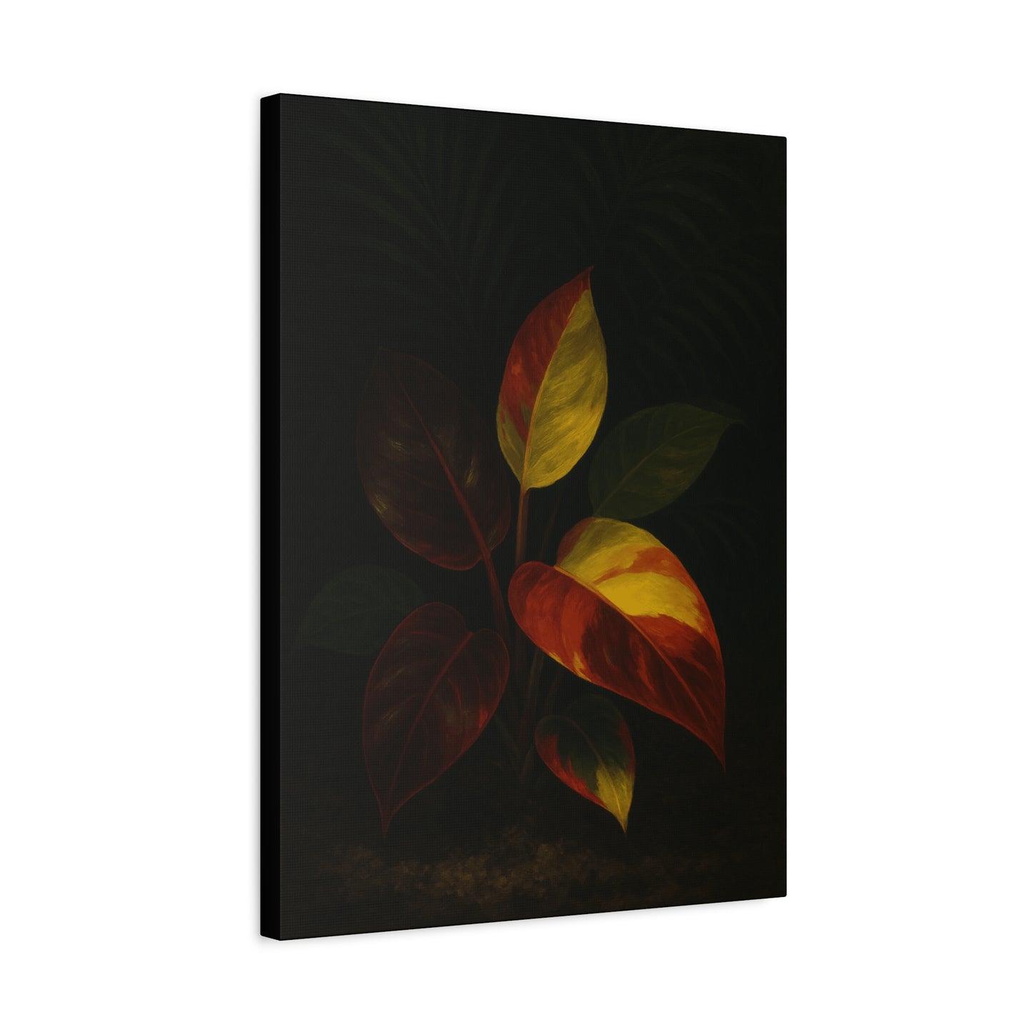 Philodendron Orange Prince Canvas Wall Art – Rare Aroid Botanical Print, Variegated Foliage Artwork, Exotic Plant Lover Home Décor