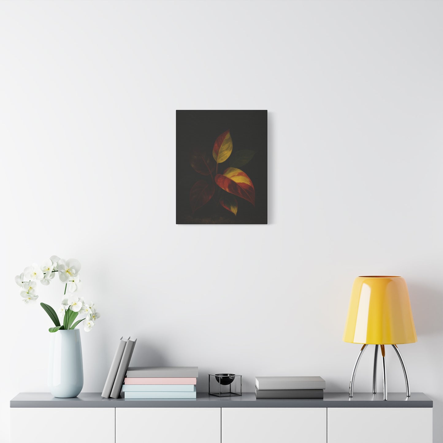 Philodendron Orange Prince Canvas Wall Art – Rare Aroid Botanical Print, Variegated Foliage Artwork, Exotic Plant Lover Home Décor