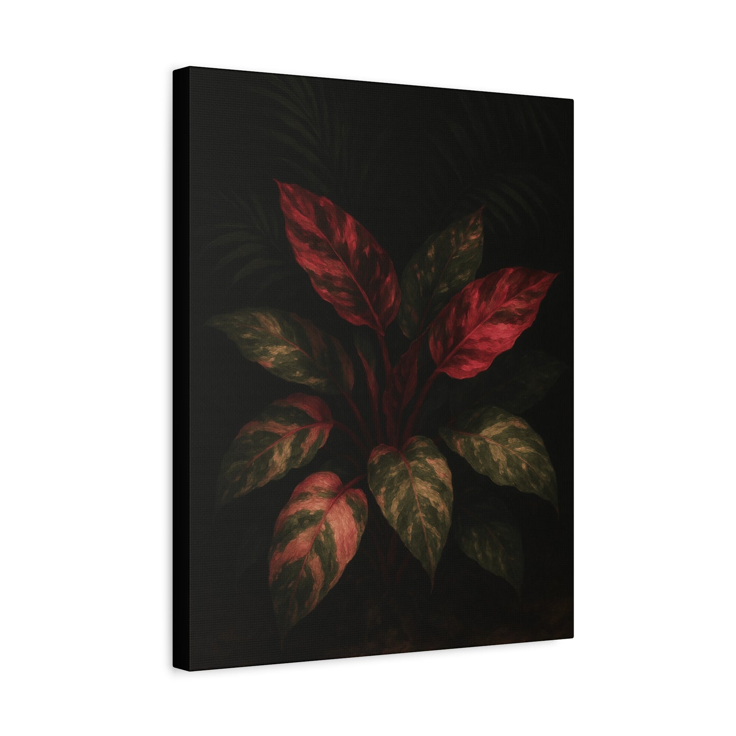 Philodendron Pink Princess Canvas Wall Art – Rare Aroid Botanical Print, Pink Variegated Foliage Artwork, Exotic Plant Lover Home Décor