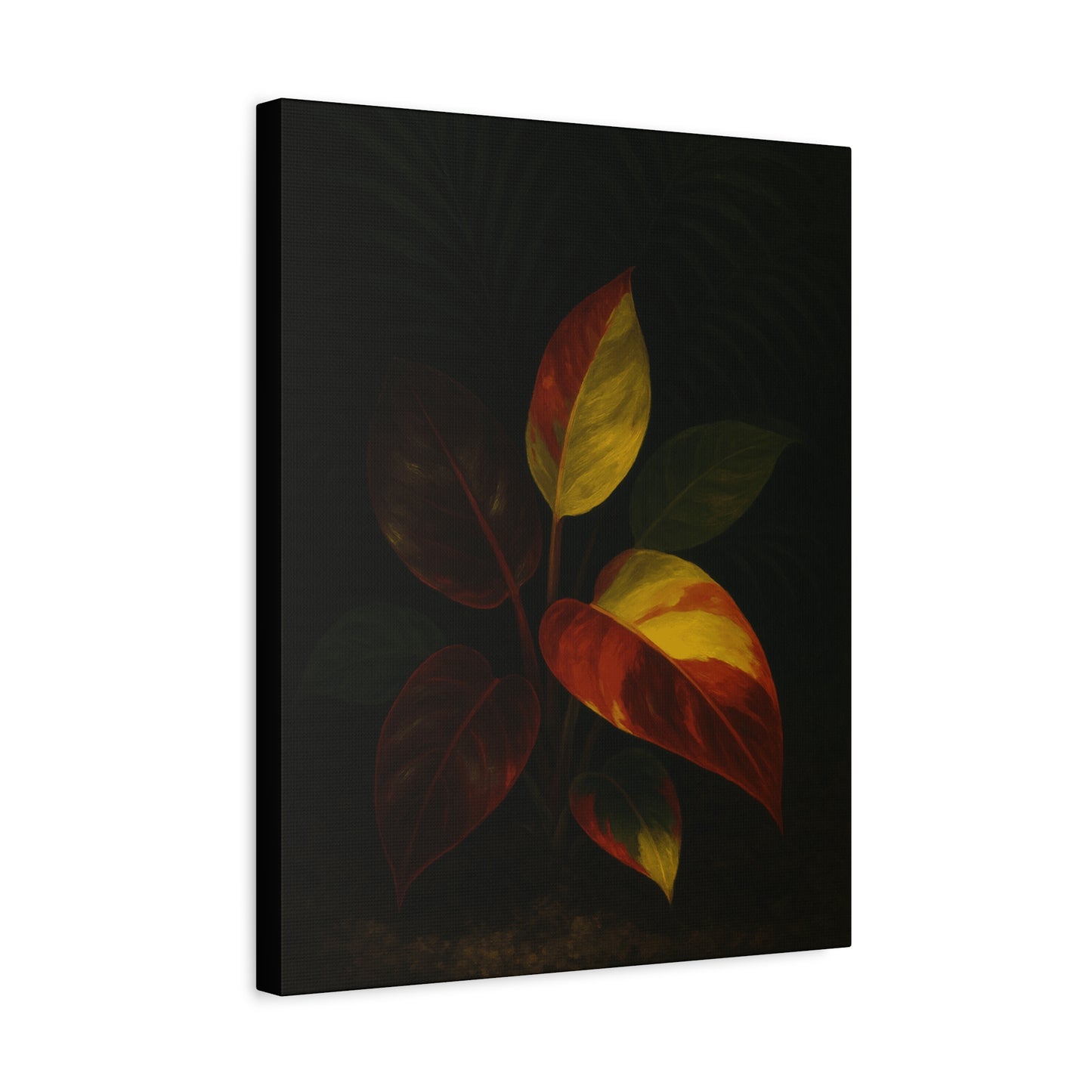 Philodendron Orange Prince Canvas Wall Art – Rare Aroid Botanical Print, Variegated Foliage Artwork, Exotic Plant Lover Home Décor