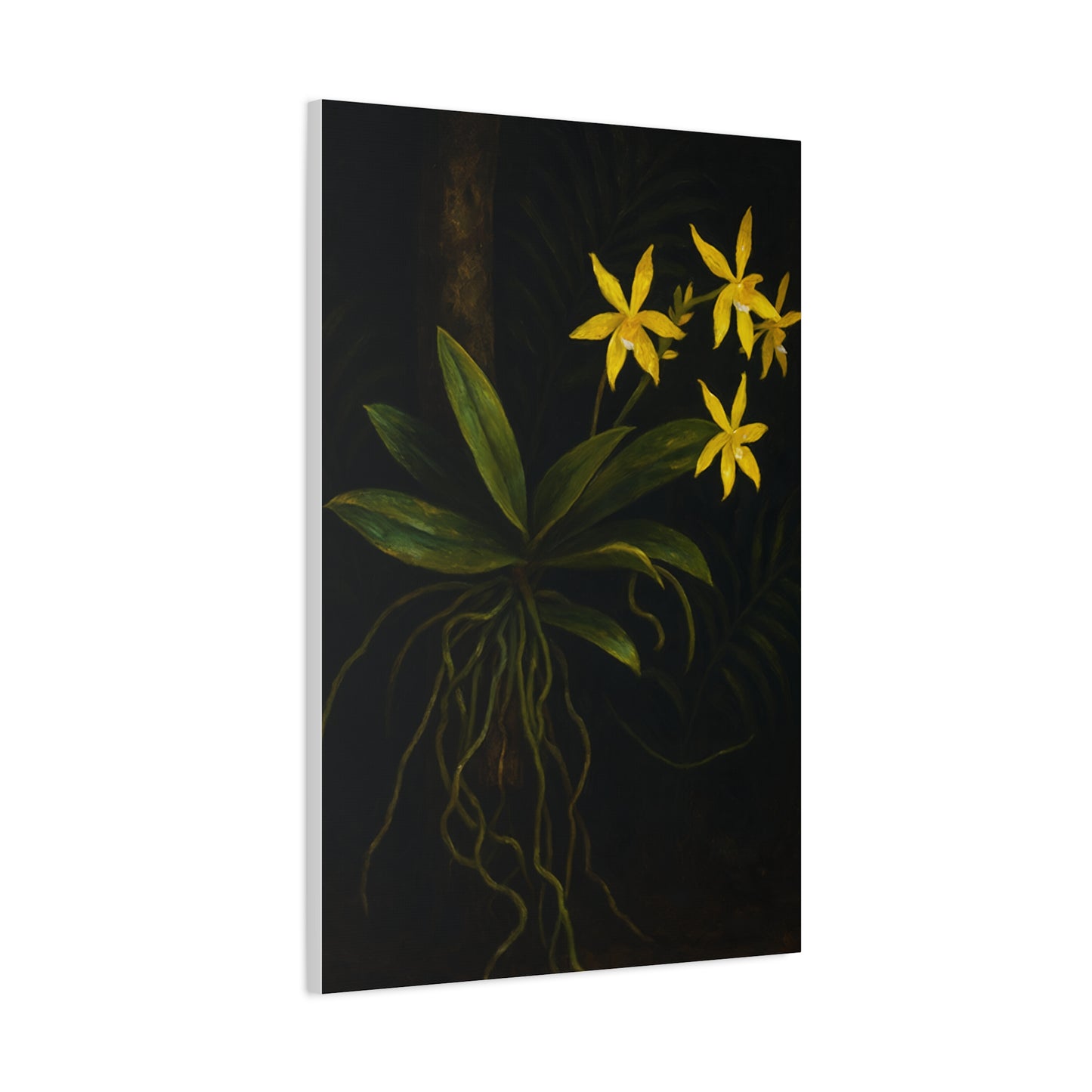 Yellow Orchid Canvas Wall Art – Phalaenopsis Cornu-Cervi f. Flava Print, Rare Botanical Flower Artwork, Plant Lover Home Décor