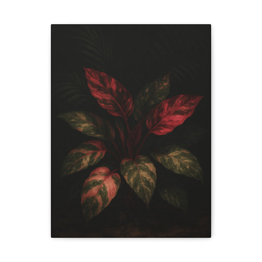 Philodendron Pink Princess Canvas Wall Art – Rare Aroid Botanical Print, Pink Variegated Foliage Artwork, Exotic Plant Lover Home Décor