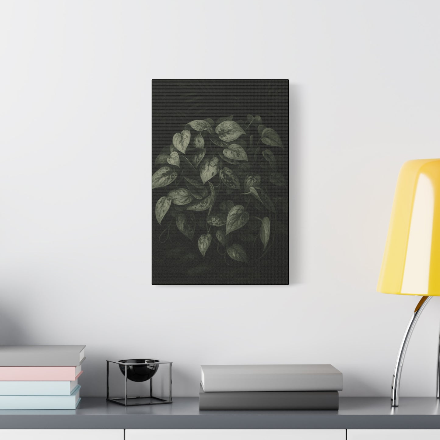 Silver Satin Pothos Canvas Wall Art – Scindapsus Pictus Botanical Print, Rare Aroid Foliage Artwork, Plant Lover Home Décor