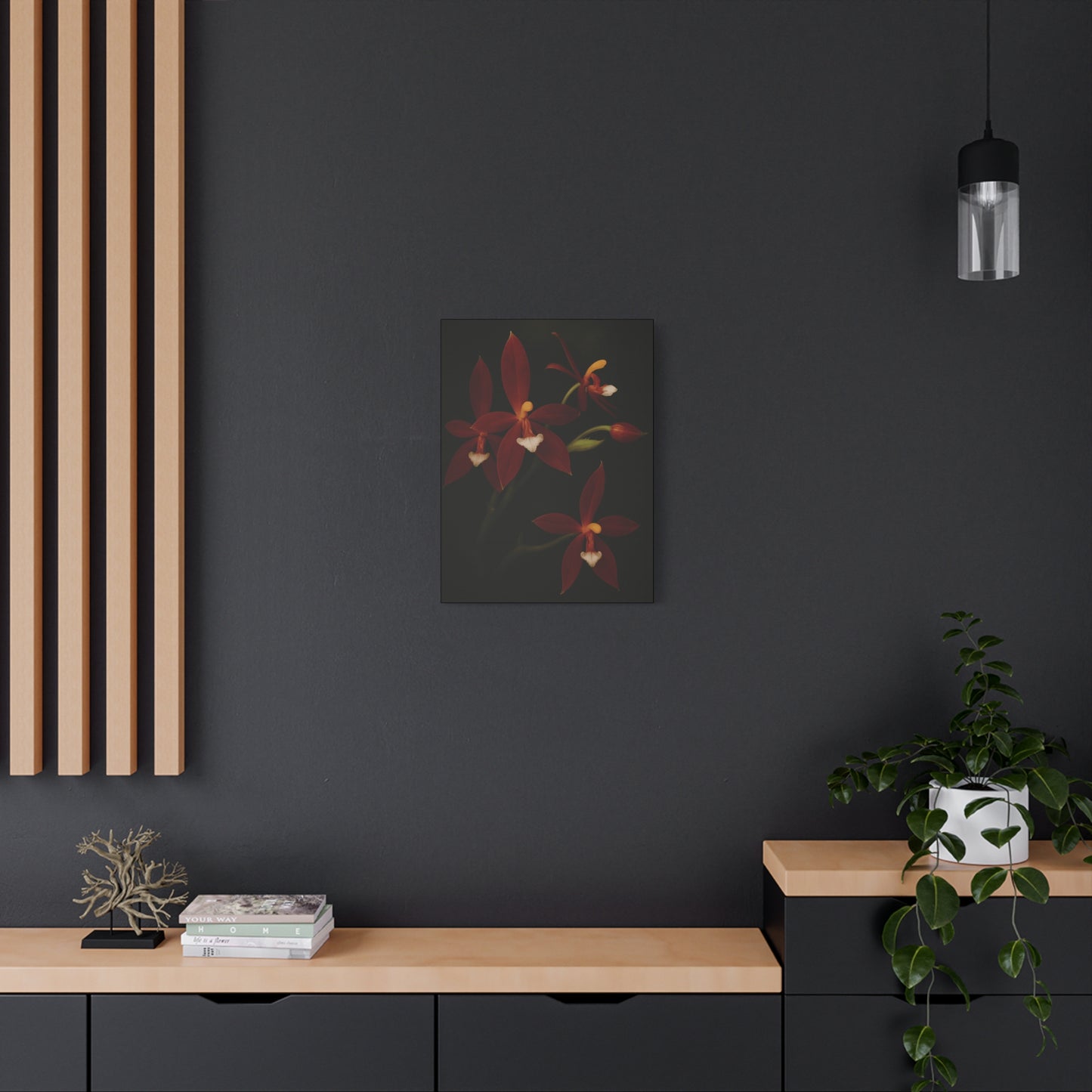 Phalaenopsis Cornu-Cervi var. Chattaladae Canvas Wall Art – Rare Red Orchid Botanical Print, Exotic Flower Artwork, Plant Lover Décor