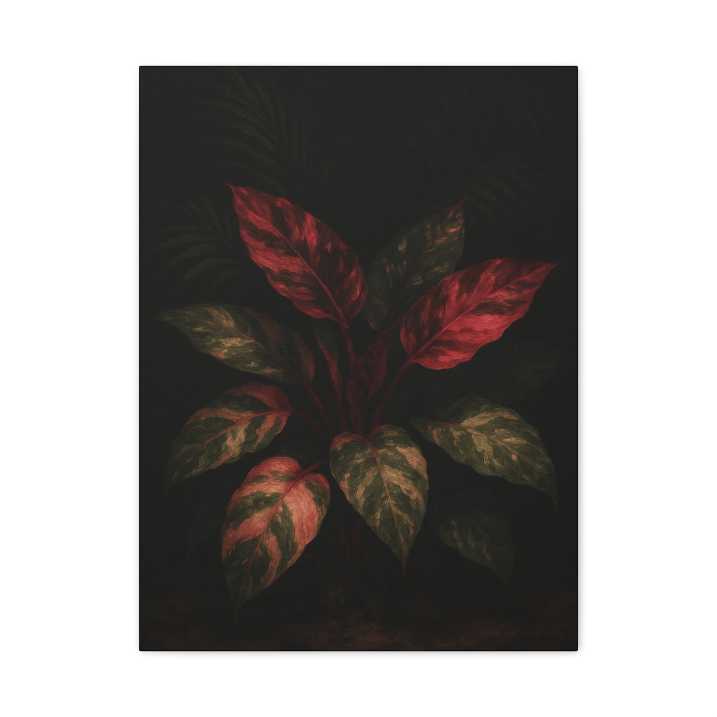 Philodendron Pink Princess Canvas Wall Art – Rare Aroid Botanical Print, Pink Variegated Foliage Artwork, Exotic Plant Lover Home Décor