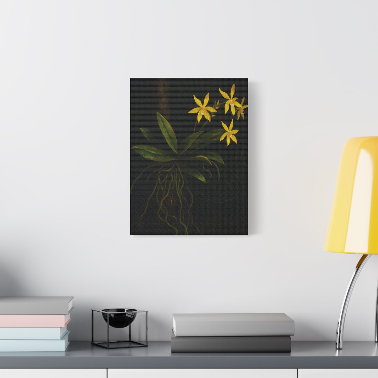 Yellow Orchid Canvas Wall Art – Phalaenopsis Cornu-Cervi f. Flava Print, Rare Botanical Flower Artwork, Plant Lover Home Décor