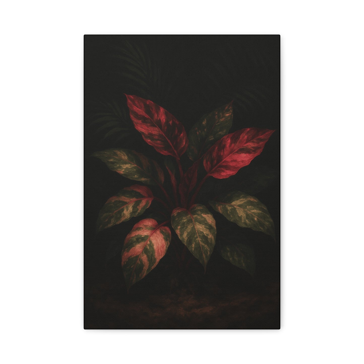 Philodendron Pink Princess Canvas Wall Art – Rare Aroid Botanical Print, Pink Variegated Foliage Artwork, Exotic Plant Lover Home Décor