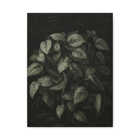 Silver Satin Pothos Canvas Wall Art – Scindapsus Pictus Botanical Print, Rare Aroid Foliage Artwork, Plant Lover Home Décor