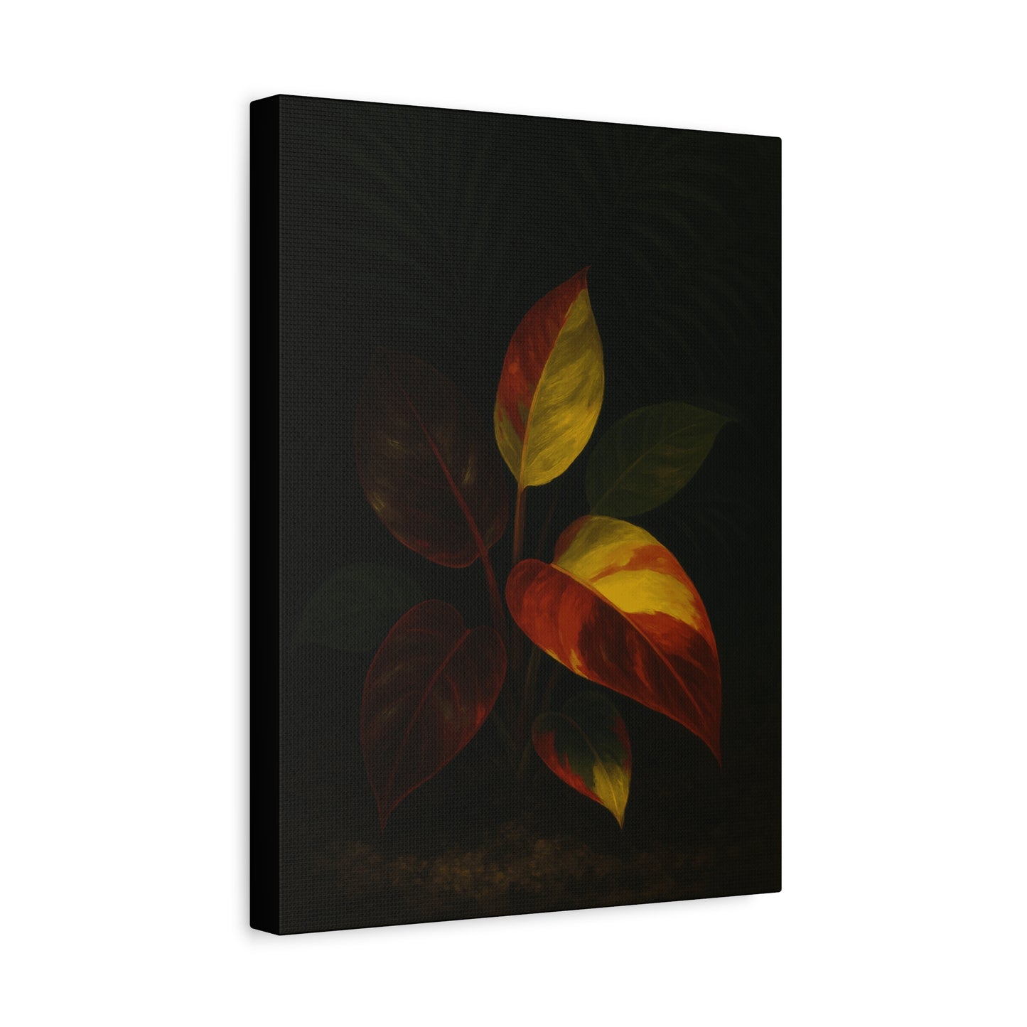 Philodendron Orange Prince Canvas Wall Art – Rare Aroid Botanical Print, Variegated Foliage Artwork, Exotic Plant Lover Home Décor