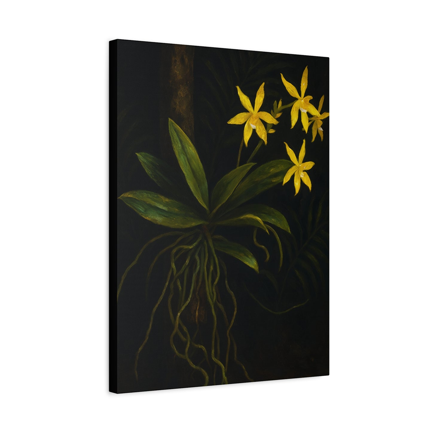 Yellow Orchid Canvas Wall Art – Phalaenopsis Cornu-Cervi f. Flava Print, Rare Botanical Flower Artwork, Plant Lover Home Décor