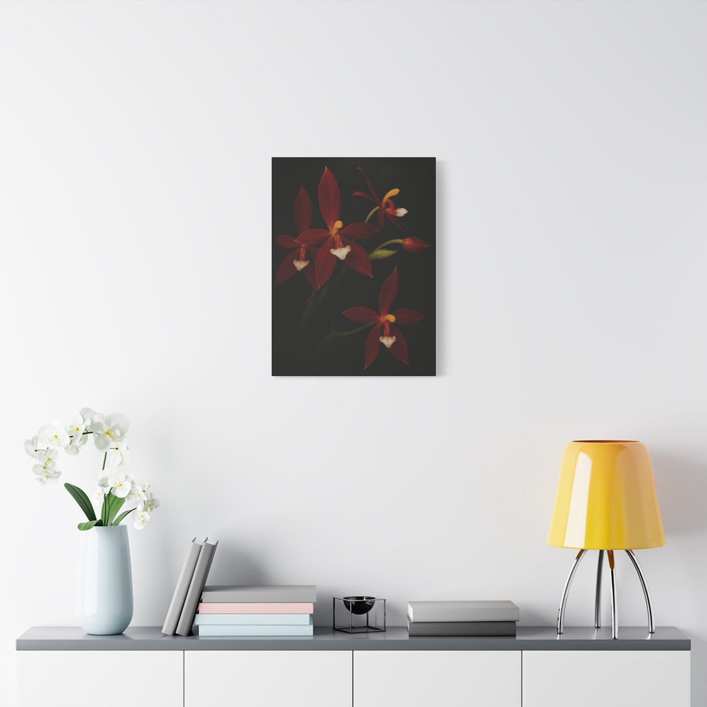 Phalaenopsis Cornu-Cervi var. Chattaladae Canvas Wall Art – Rare Red Orchid Botanical Print, Exotic Flower Artwork, Plant Lover Décor