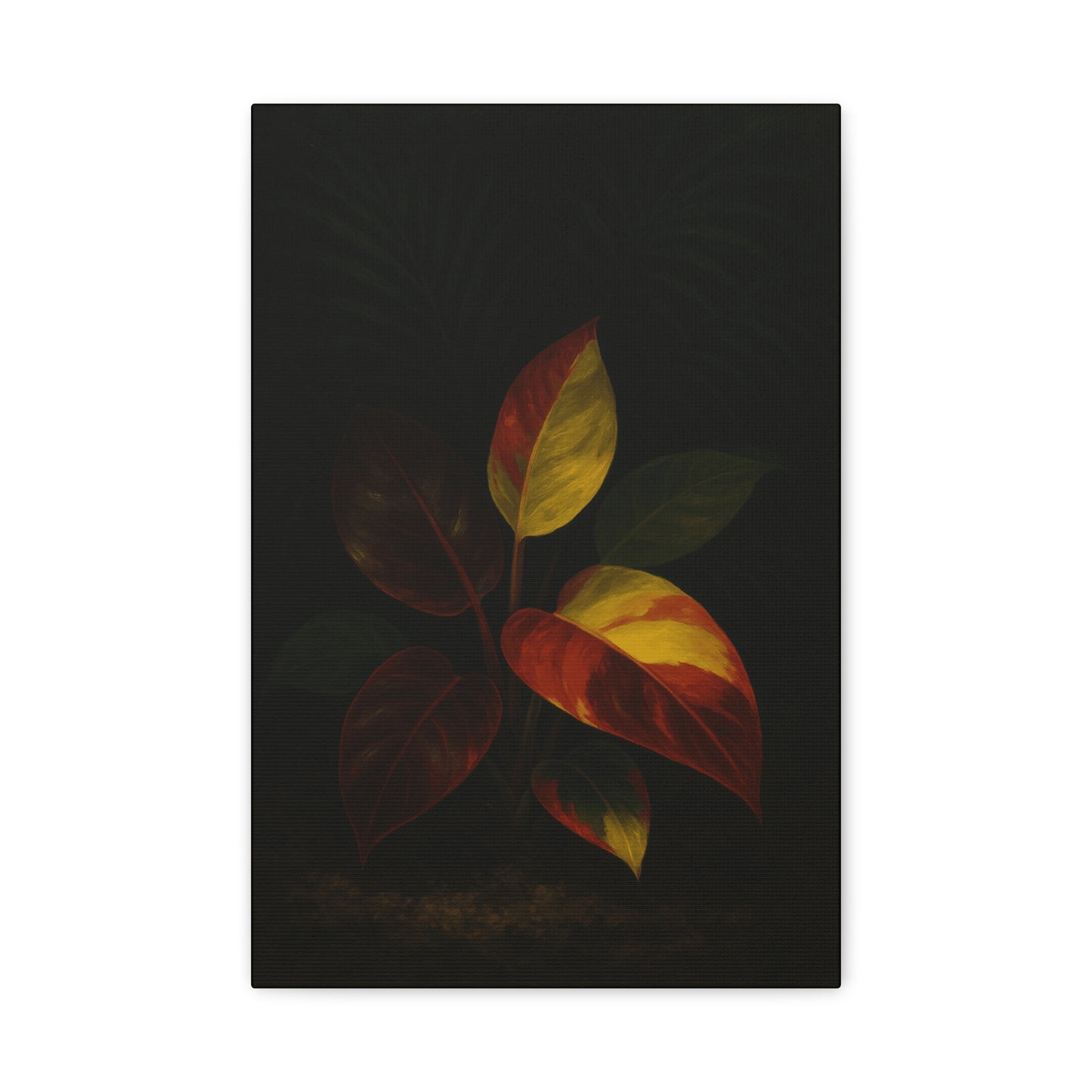 Philodendron Orange Prince Canvas Wall Art – Rare Aroid Botanical Print, Variegated Foliage Artwork, Exotic Plant Lover Home Décor