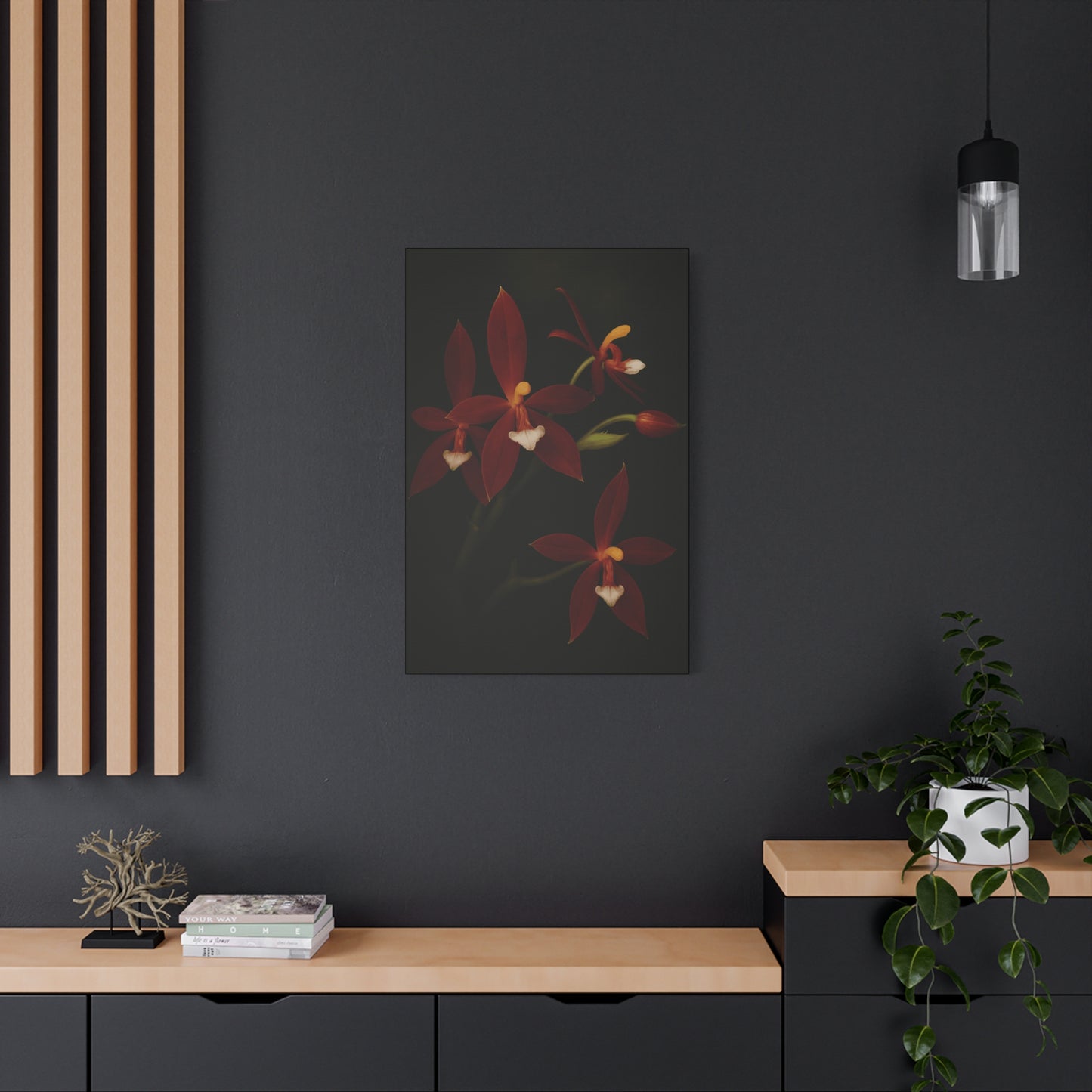 Phalaenopsis Cornu-Cervi var. Chattaladae Canvas Wall Art – Rare Red Orchid Botanical Print, Exotic Flower Artwork, Plant Lover Décor