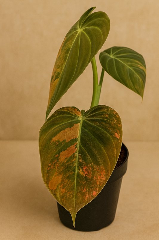 Philodendron melanochrysum ‘Orange Variegated’ — Ultra-Rare Velvet Aroid
